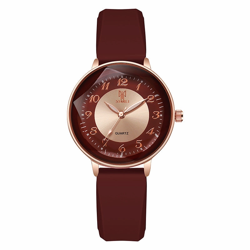 New Quartz Womens Watch Two-Tone Jelly Silicone Strap