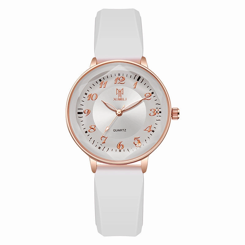 New Quartz Womens Watch Two-Tone Jelly Silicone Strap