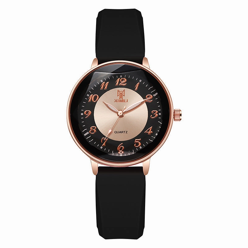 New Quartz Womens Watch Two-Tone Jelly Silicone Strap