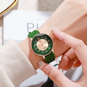 New Quartz Womens Watch Two-Tone Jelly Silicone Strap