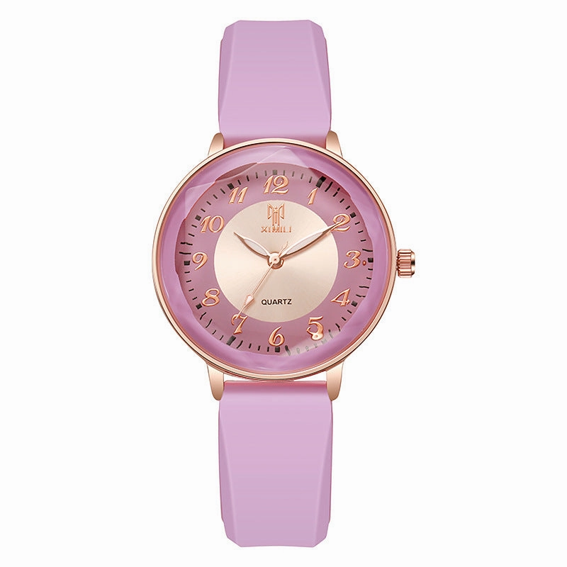 New Quartz Womens Watch Two-Tone Jelly Silicone Strap