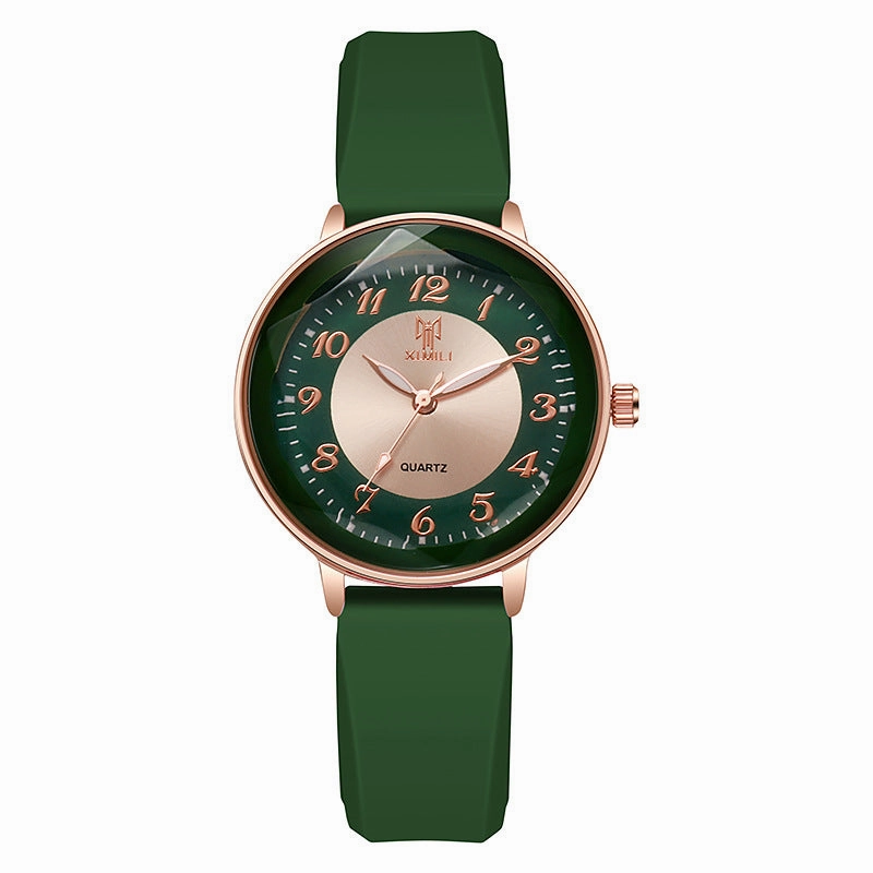 New Quartz Womens Watch Two-Tone Jelly Silicone Strap