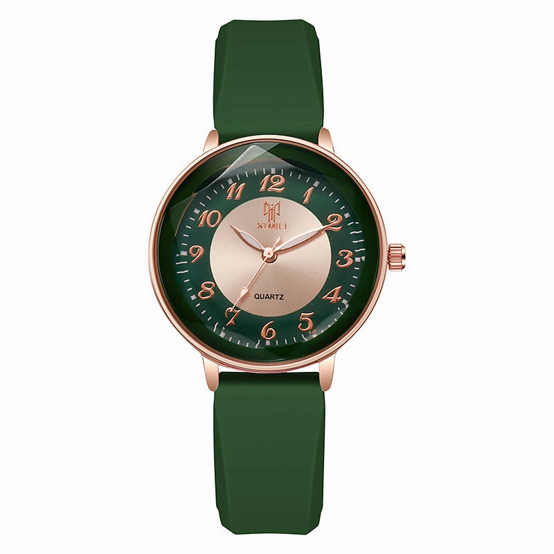 New Quartz Womens Watch Two-Tone Jelly Silicone Strap