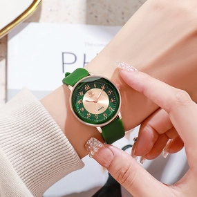 New Quartz Womens Watch Two-Tone Jelly Silicone Strap