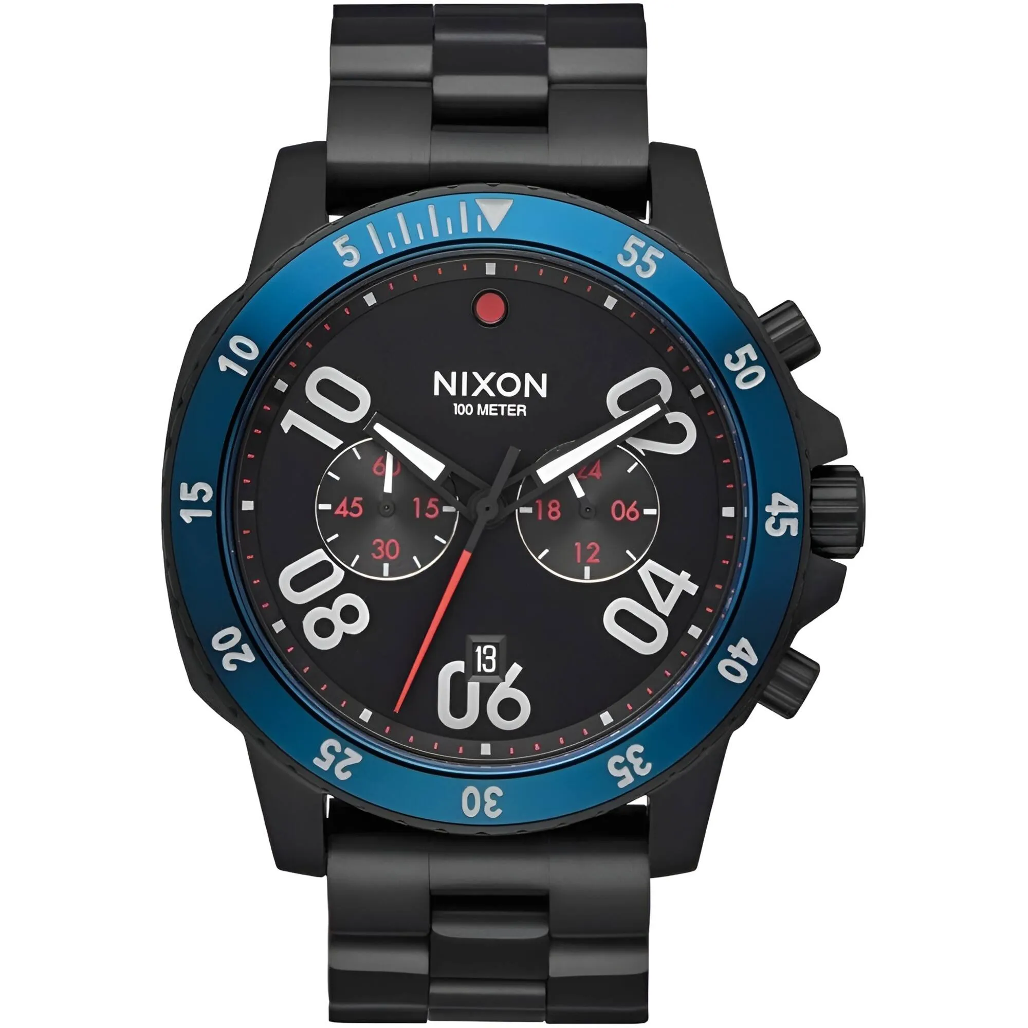 Nixon Men's Watch - Ranger Quartz Chronograph Black Dial Steel Bracelet | A549-602