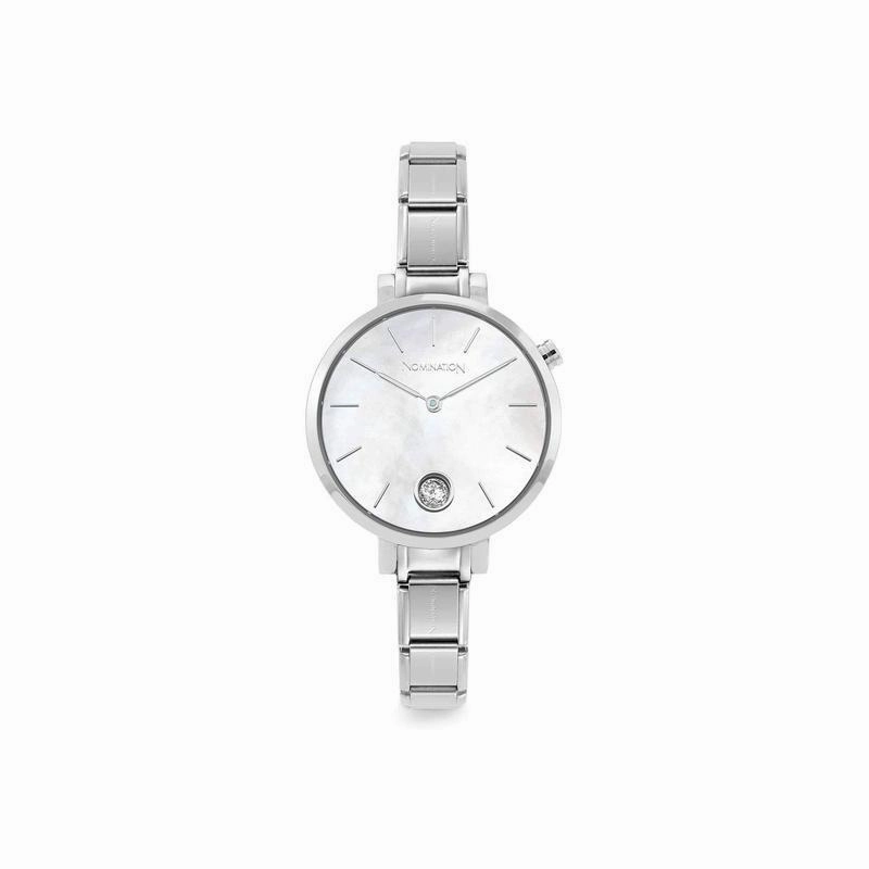 Nomination Composable Paris Watch, Mother Of Pearl Stone, Cubic Zirconia, Stainless Steel