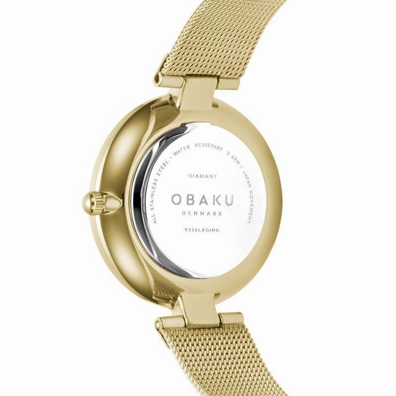 Obaku Diamant-Gold White Dial Gold Mesh Strap Lds V256LXGIMG