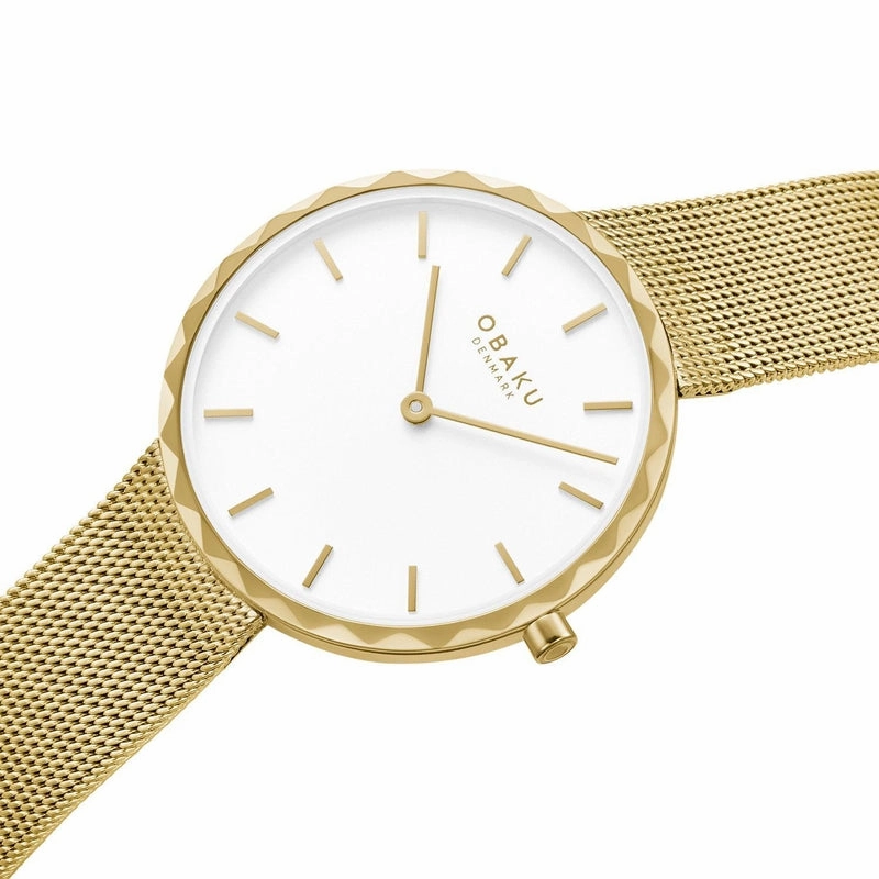Obaku Folder Gold White Dial 32mm Watch - V252LXGIMG