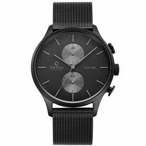 Obaku Gran-Charcoal Dual Time Mesh Strap V196GUBBMB