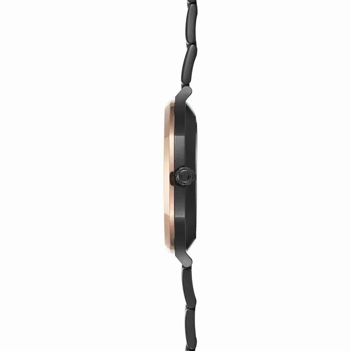 Obaku ILD Dark Black Rose Gold 42mm Watch - V275GMMBSB