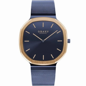 Obaku Oktant Ocean Blue Rose Gold 38mm Watch - V253GXSLML