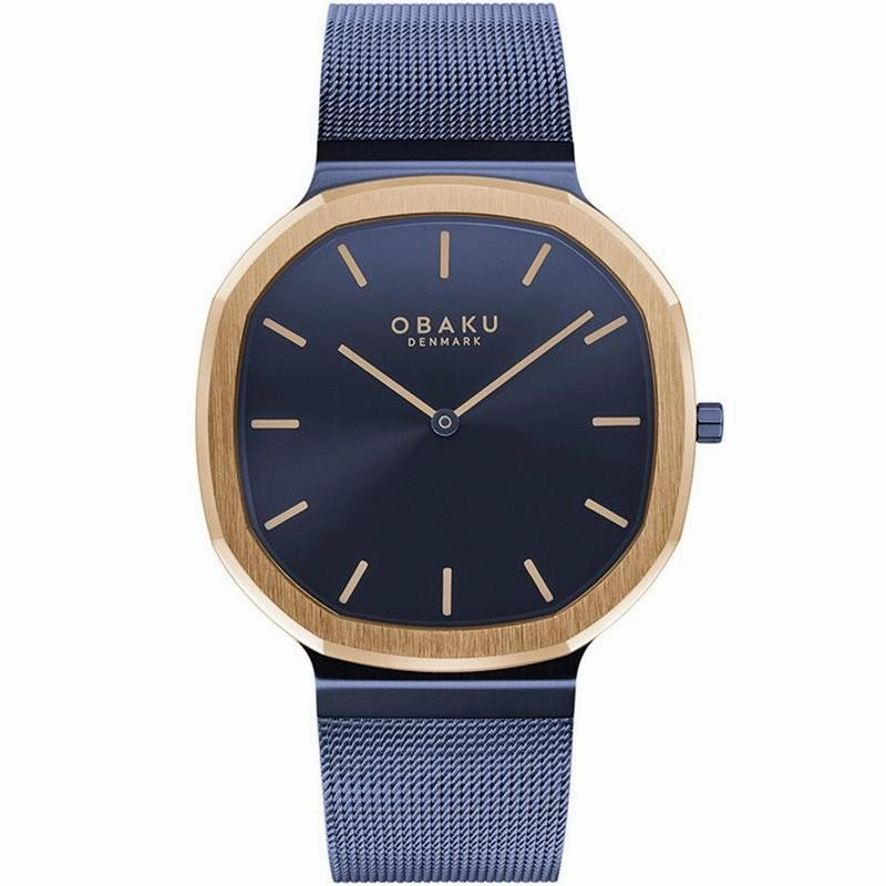 Obaku Oktant Ocean Blue Rose Gold 38mm Watch - V253GXSLML