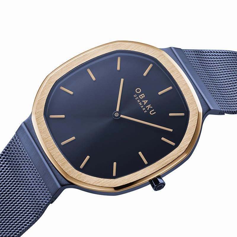 Obaku Oktant Ocean Blue Rose Gold 38mm Watch - V253GXSLML