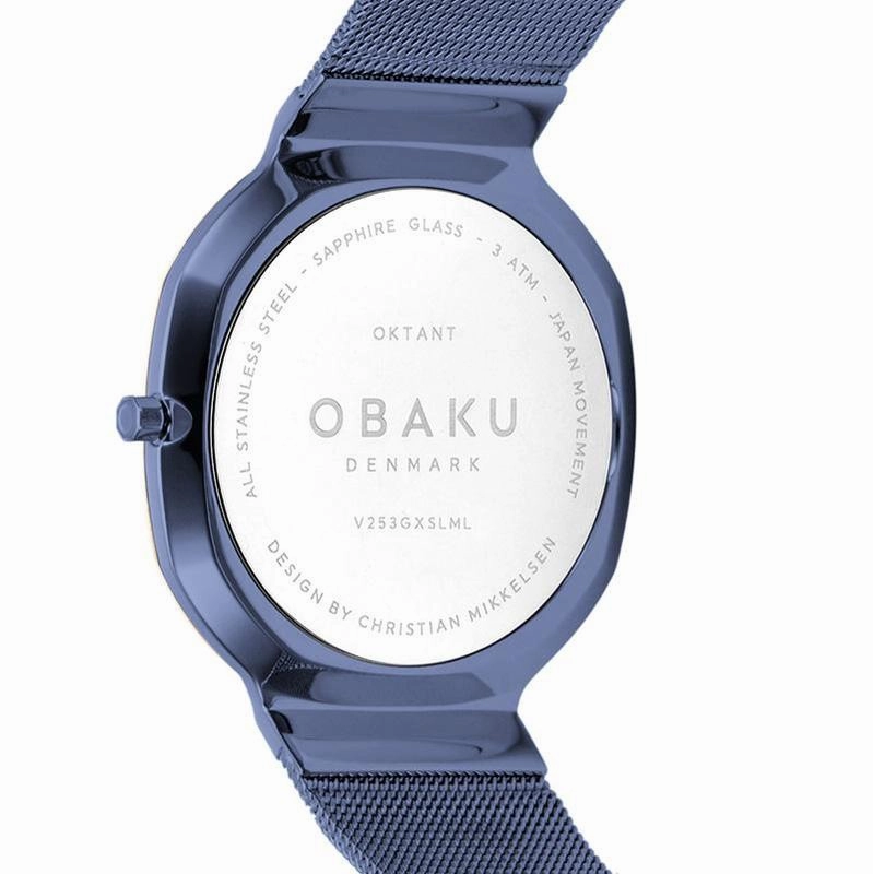 Obaku Oktant Ocean Blue Rose Gold 38mm Watch - V253GXSLML