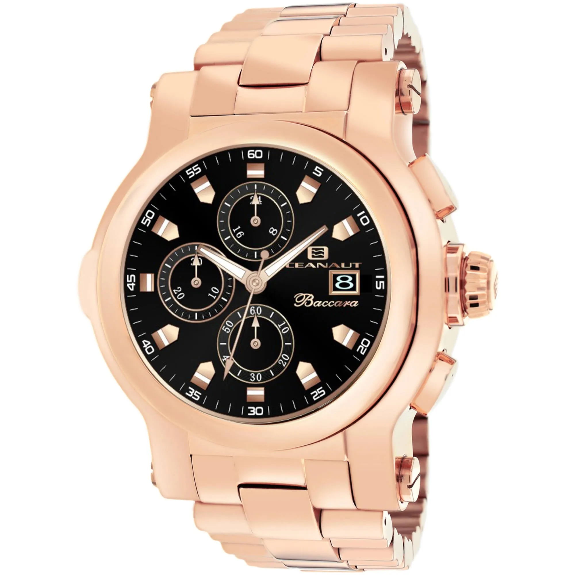 Oceanaut Men's Watch - Baccara XL Black Dial Rose Gold Case Steel Bracelet | OC0827