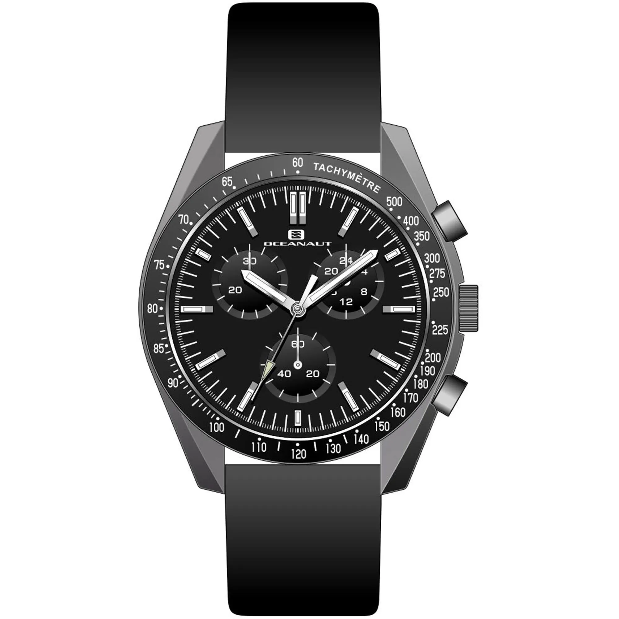 Oceanaut Men's Watch - Orbit Quartz Gunmetal Case Black Dial Leather Strap | OC7580