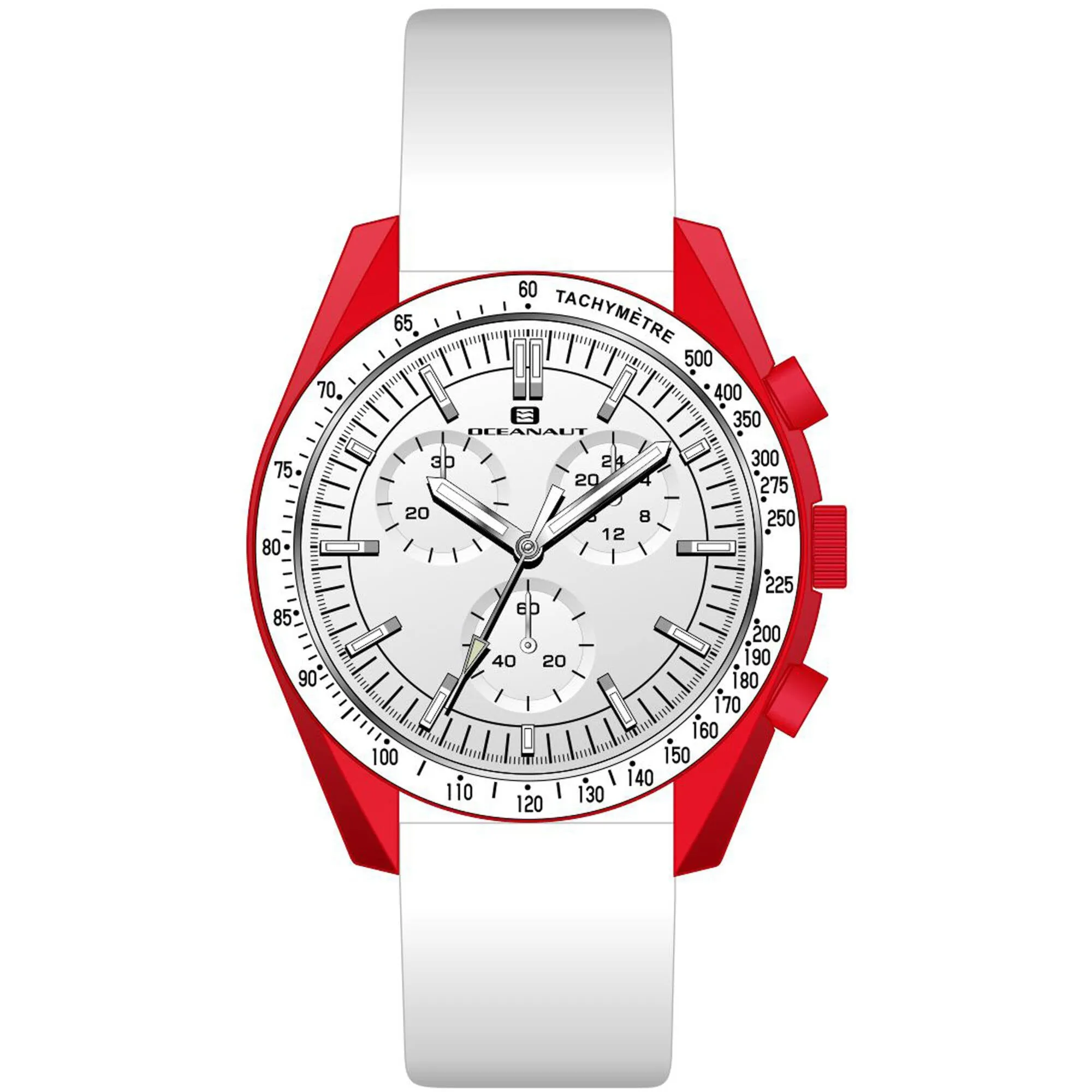 Oceanaut Men's Watch - Orbit Quartz Red Case White Dial Leather Strap | OC7586