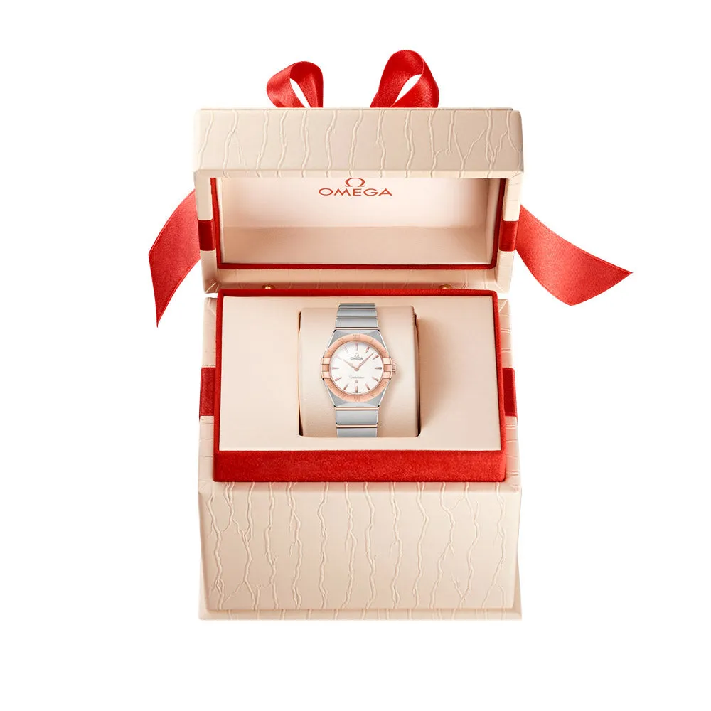 OMEGA Constellation 28mm Silver Dial 18ct Rose Gold & Steel Ladies Quartz Watch 13120286002001
