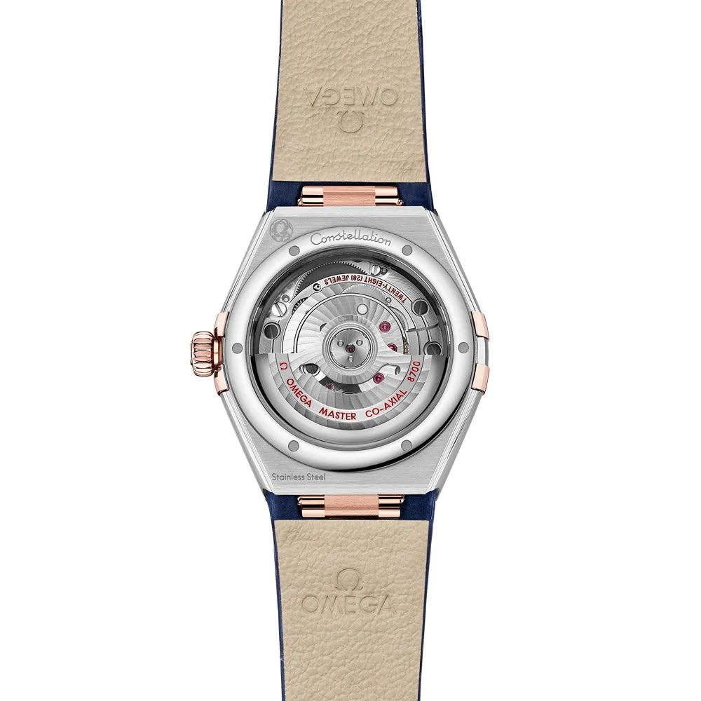 OMEGA Constellation 29mm Blue Dial Steel & 18ct Rose Gold Diamond Ladies Automatic Watch 13128292099003