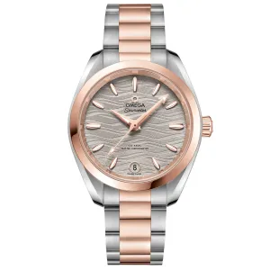 OMEGA Seamaster Aqua Terra 34mm Grey Dial 18ct Rose Gold & Steel Ladies Automatic Watch 22020342006001