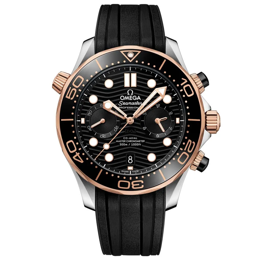 OMEGA Seamaster Diver 300M 44mm Black Dial 18ct Rose Gold & Steel Automatic Gents Watch 21022445101001