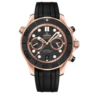 OMEGA Seamaster Diver 300M 44mm Black Dial 18ct Rose Gold Automatic Chronograph Gents Watch 21062445101001