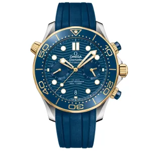 OMEGA Seamaster Diver 300M 44mm Blue Dial 18ct Gold & Steel Automatic Chronograph Gents Watch 21022445103001