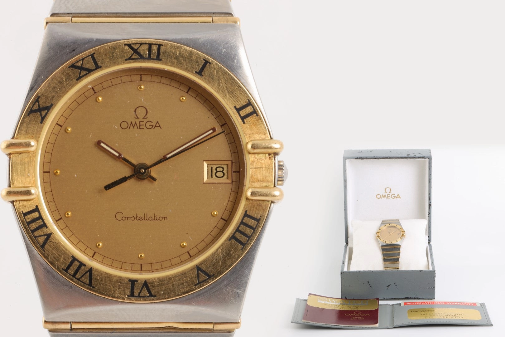 Omega Constellation 395.1080 Stainless Steel & 18K Yellow Gold 32mm Watch 1991