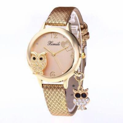 Owl crystal pendant belt watch