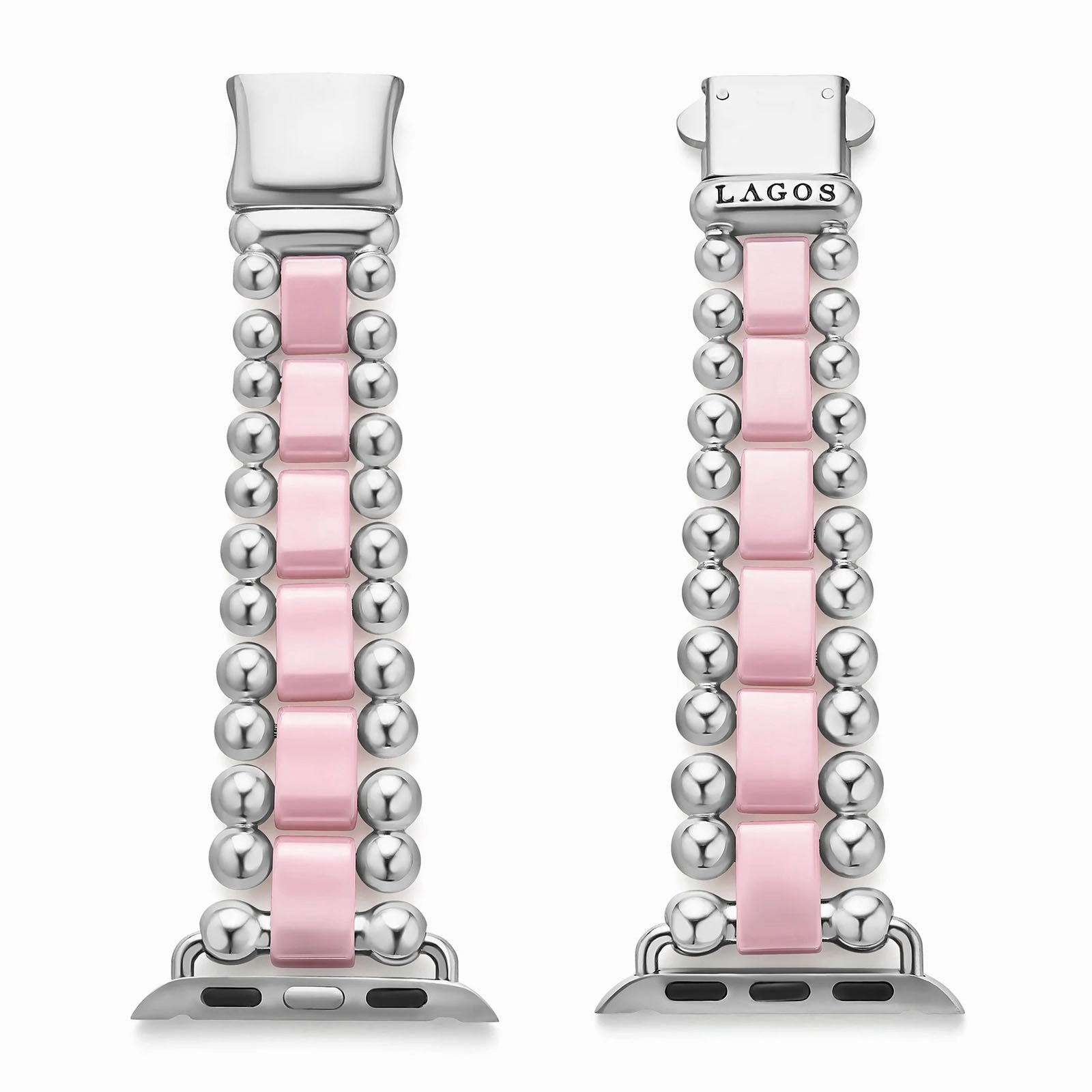 Pink Ceramic and Stainless Steel Watch Bracelet-38-45mm