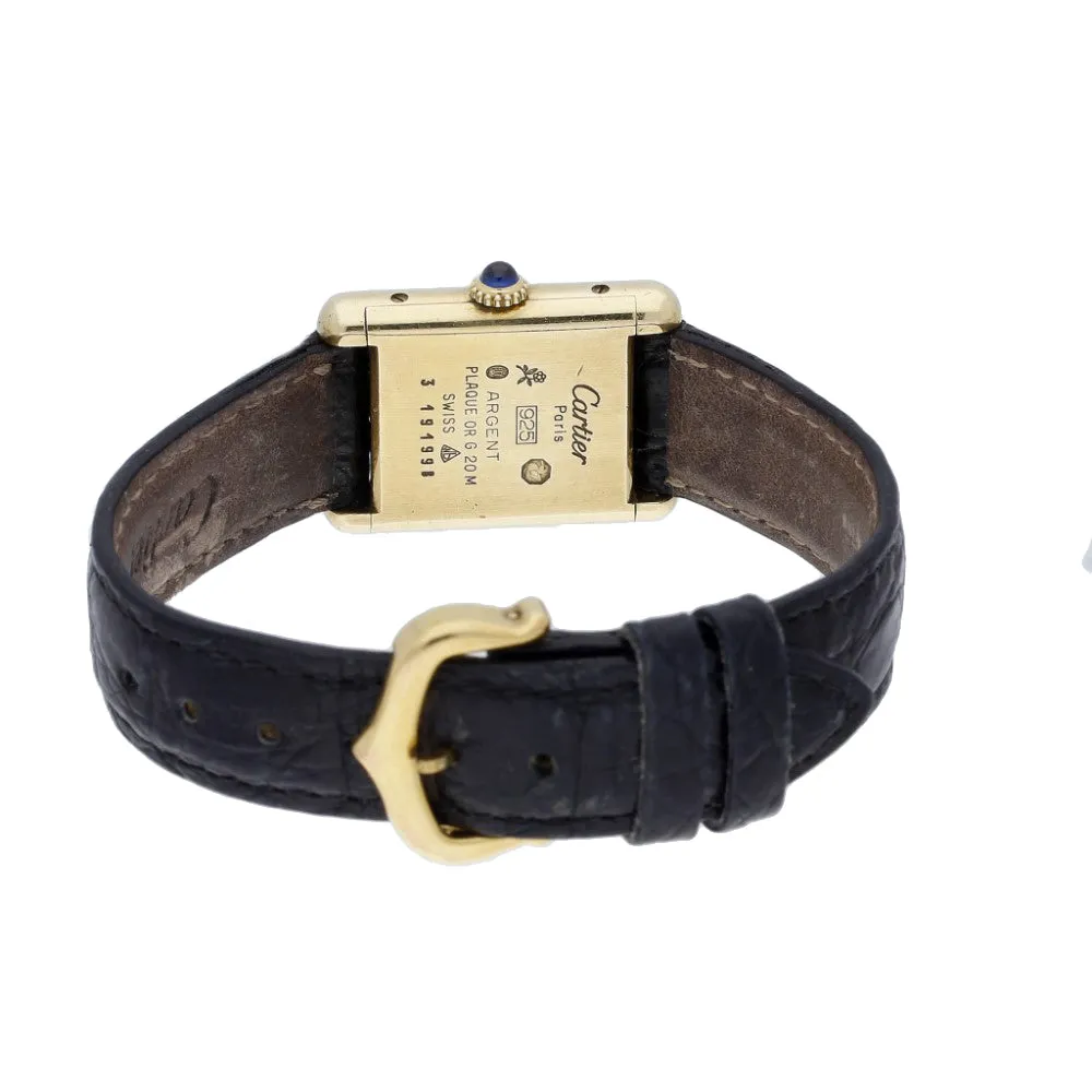Pre-owned Must De Cartier Gold Plated Ladies 'Ivory Lemon Dial' Mechanical Watch Box and Papers