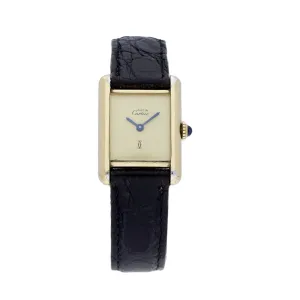 Pre-owned Must De Cartier Gold Plated Ladies 'Ivory Lemon Dial' Mechanical Watch Box and Papers