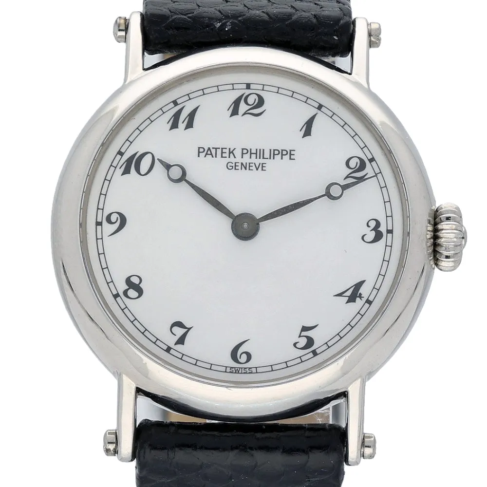 Pre-owned Patek Philippe Calatrava Officer 18ct White Gold Ladies Watch 4860G
