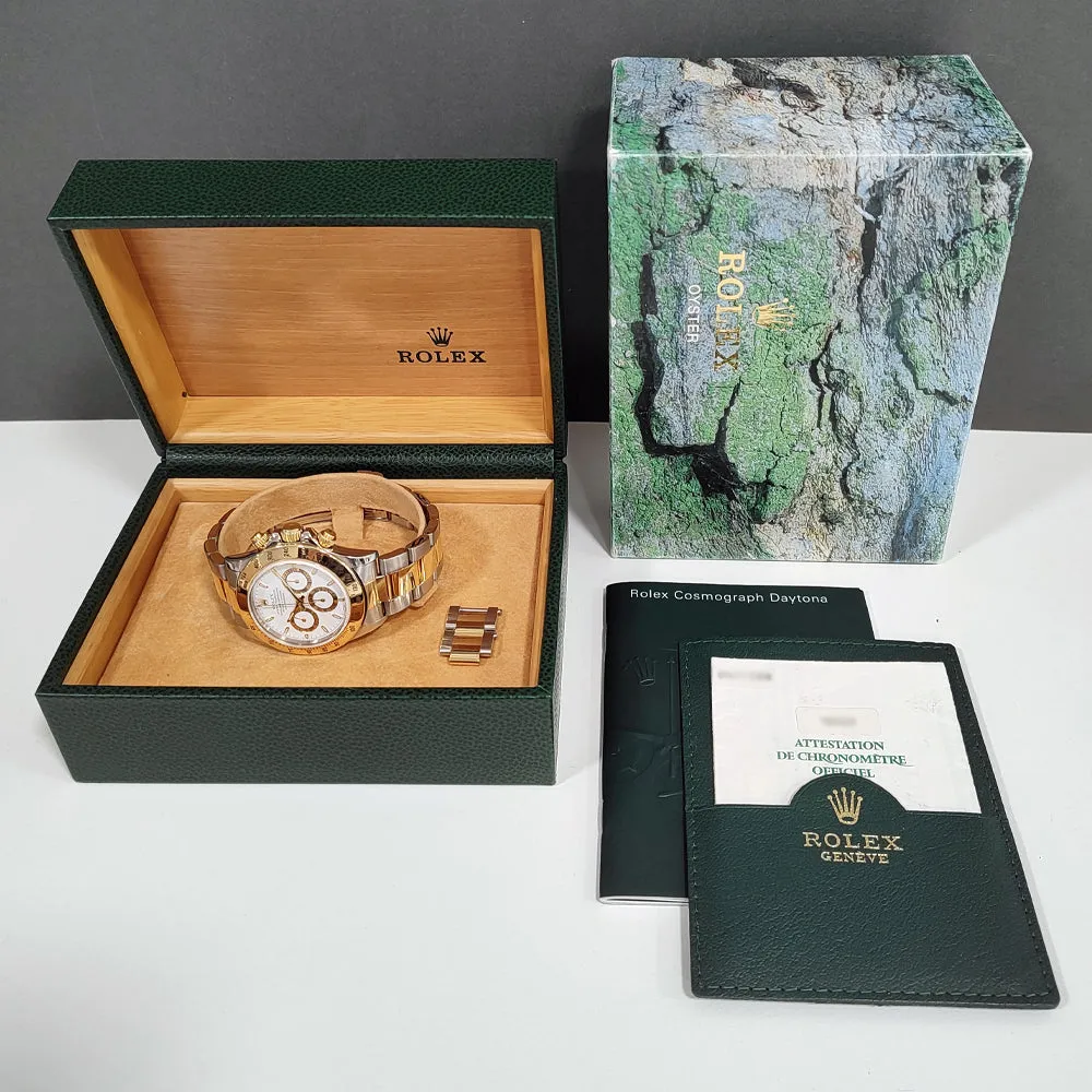 Pre-owned Rolex Daytona 16523 1999 40mm White Dial Two-Tone Automatic Watch