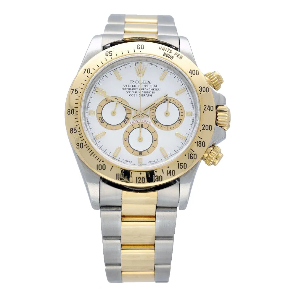 Pre-owned Rolex Daytona 16523 1999 40mm White Dial Two-Tone Automatic Watch
