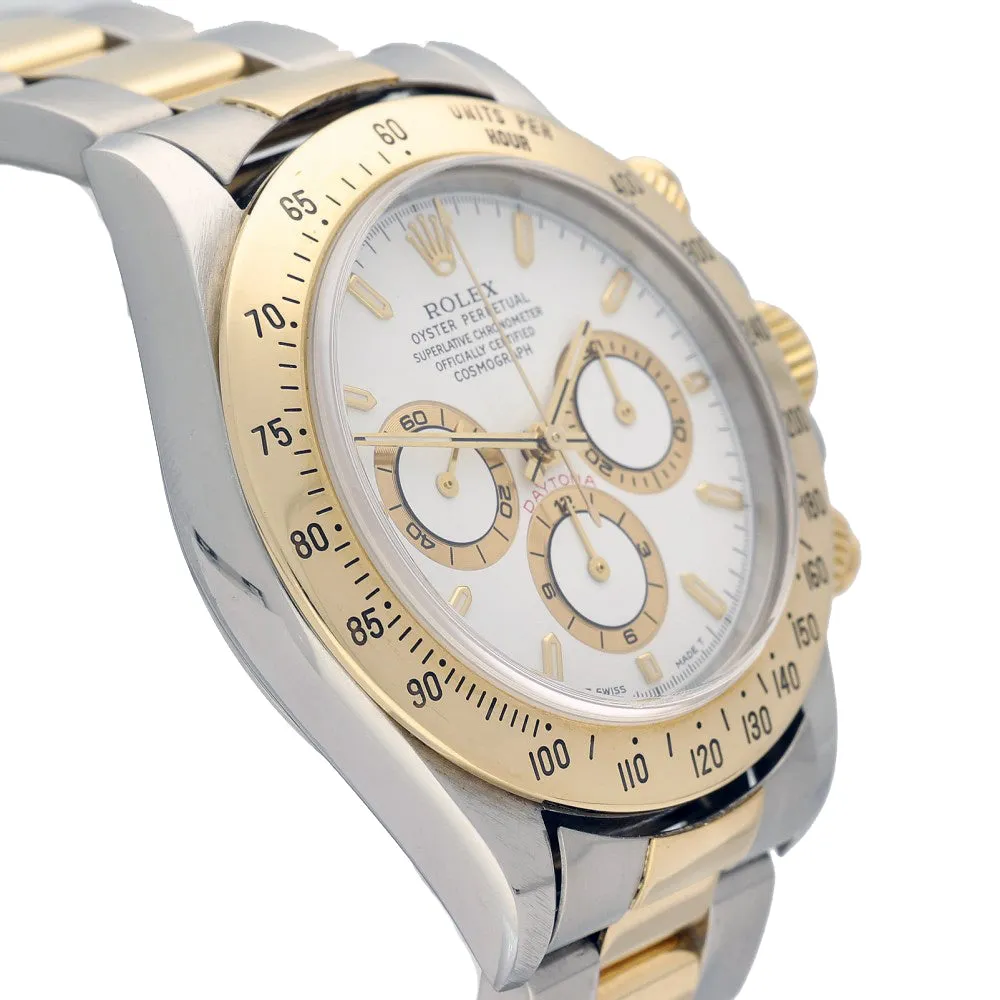 Pre-owned Rolex Daytona 16523 1999 40mm White Dial Two-Tone Automatic Watch