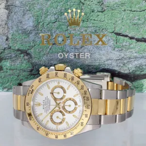 Pre-owned Rolex Daytona 16523 1999 40mm White Dial Two-Tone Automatic Watch