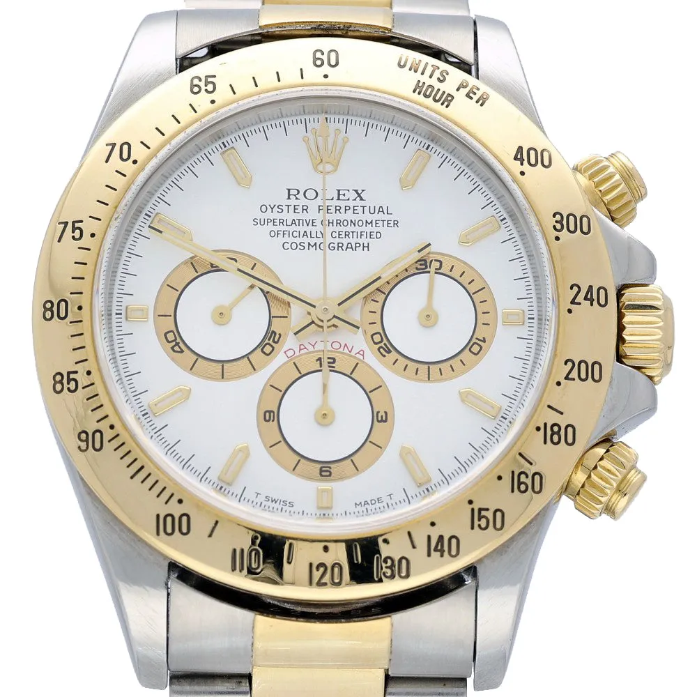 Pre-owned Rolex Daytona 16523 1999 40mm White Dial Two-Tone Automatic Watch