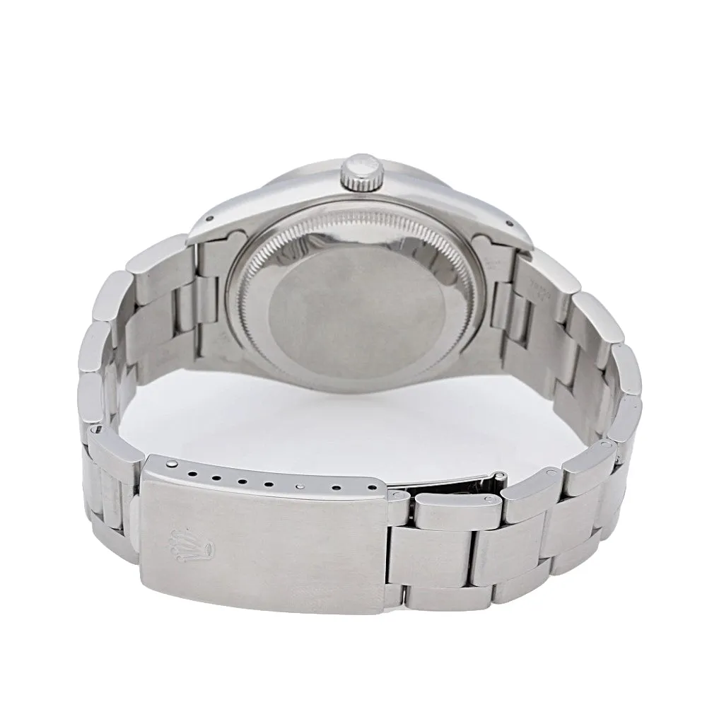 Pre Owned Rolex Oyster Date 34mm Steel Engine Turned Bezel Watch, 15210