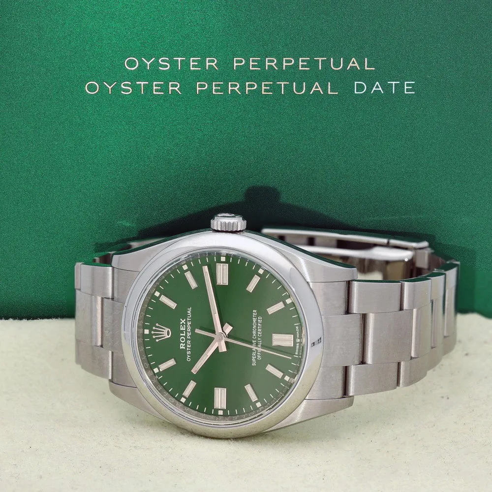 Pre-owned Rolex Oyster Perpetual 36mm Forest Green Dial 2022 126000 Watch
