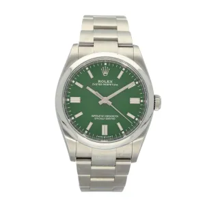 Pre-owned Rolex Oyster Perpetual 36mm Forest Green Dial 2022 126000 Watch