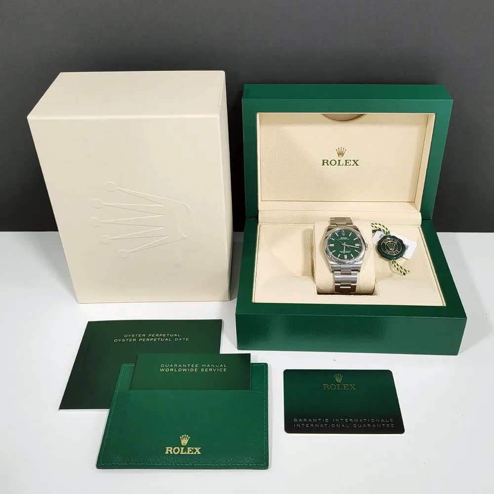 Pre-owned Rolex Oyster Perpetual 36mm Forest Green Dial 2022 126000 Watch