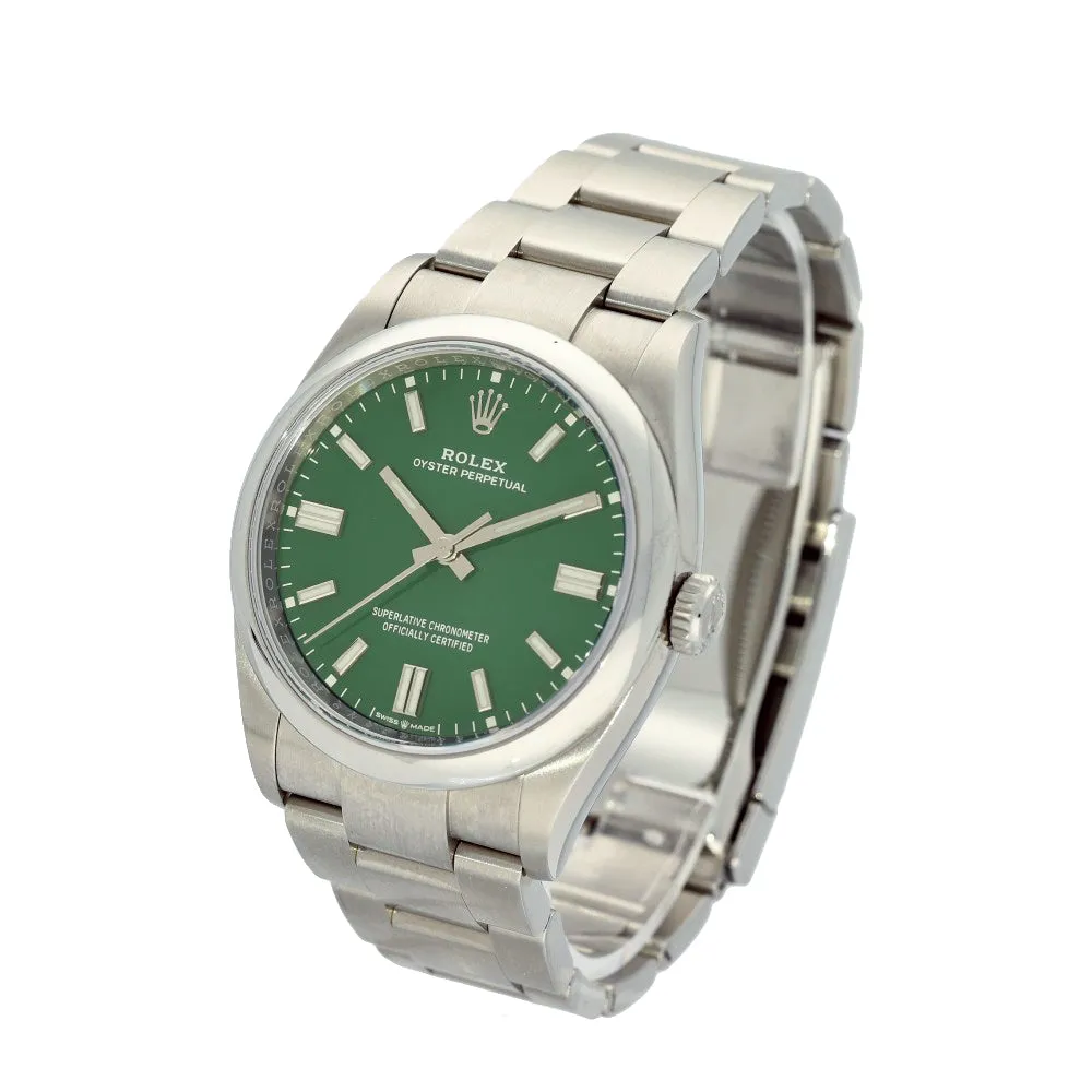 Pre-owned Rolex Oyster Perpetual 36mm Forest Green Dial 2022 126000 Watch