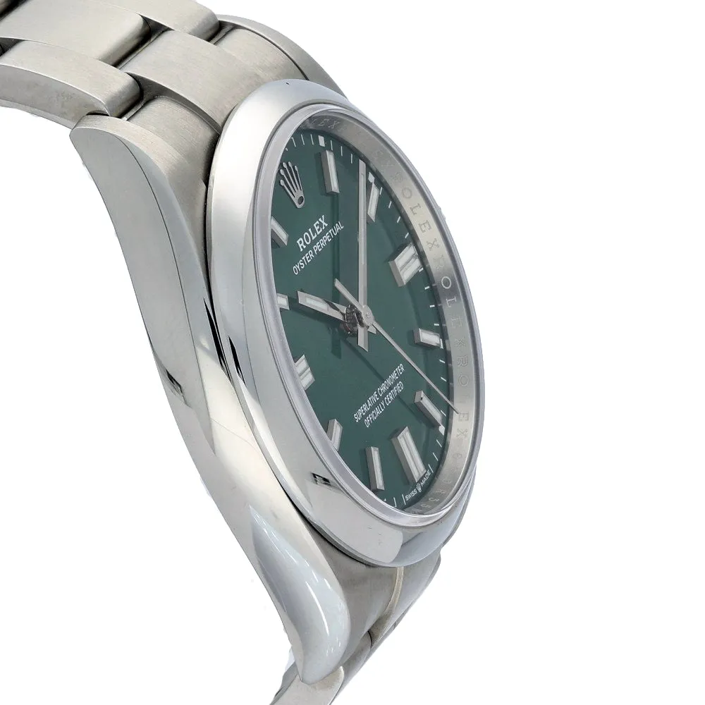 Pre-owned Rolex Oyster Perpetual 36mm Forest Green Dial 2022 126000 Watch