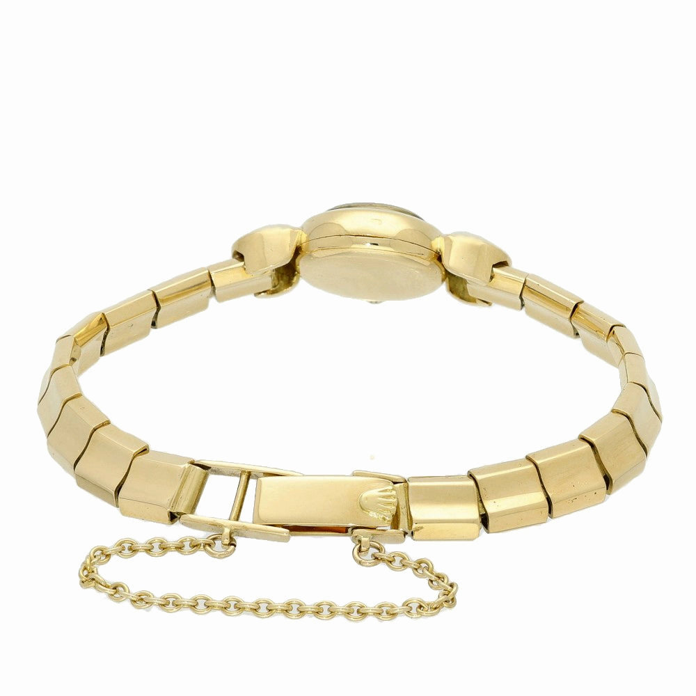 Pre-owned 18ct Gold Rolex Precision 1940s Cocktail Watch on Flexi Bracelet with Safety Chain
