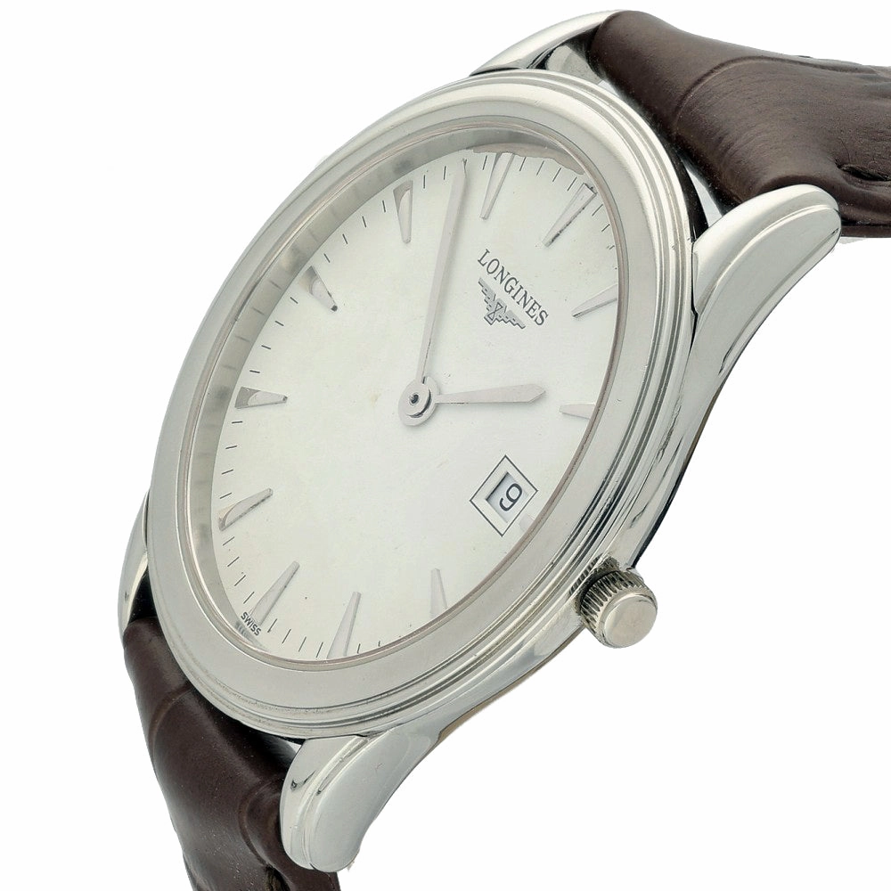 Pre-owned 36mm Longines Steel Quartz Date Strap Watch