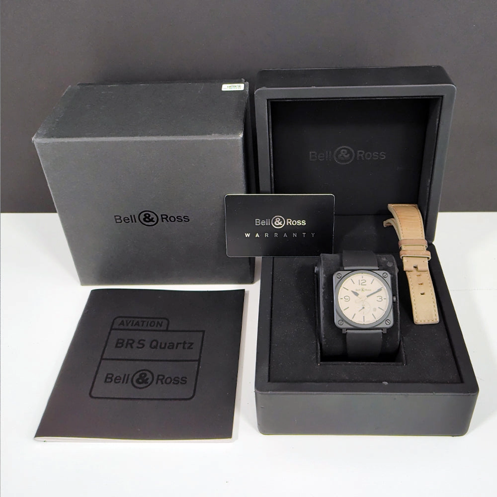 Pre-owned Bell & Ross Aviator BRS-DESERT-CEM Watch