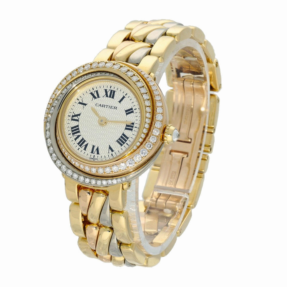 Pre-owned Cartier Must De Trinity 18ct Gold Diamond Dial Quartz Ladies Watch 2357