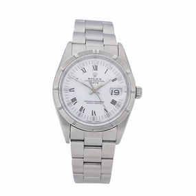 Pre Owned Rolex Oyster Date 34mm Steel Engine Turned Bezel Watch, 15210
