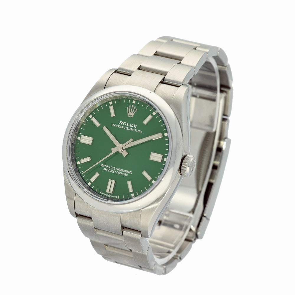 Pre-owned Rolex Oyster Perpetual 36mm Forest Green Dial 2022 126000 Watch